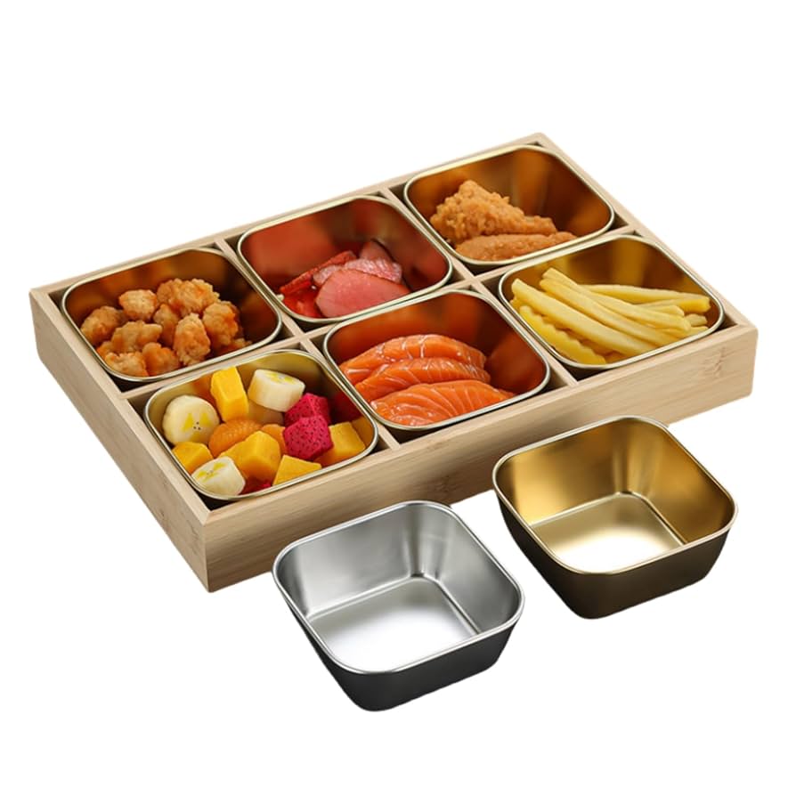 Amazon｜和食器 小皿 3連皿 木箱入り 304 ステンレス鋼の皿 直径